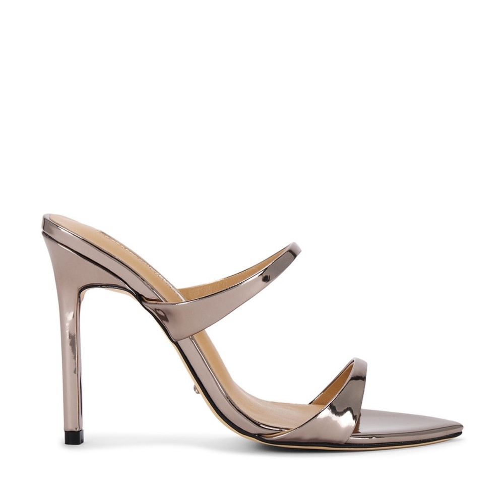 Tony Bianco Metallic Taupe High Heel Double-Strap Sandal